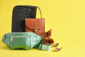 brown-black-green-eco-leather-bags-mushrooms-yellow-background-vegan-leather