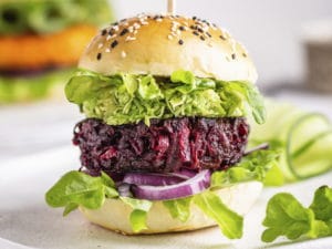 Vegetarian burger with vegetable cutlet