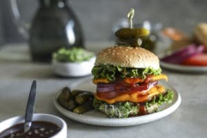 Vegan Burger Patties with BBQ Sauce
