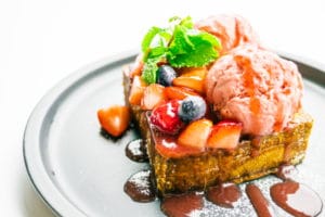sweet-dessert-with-honey-toast-with-strawberry-jam