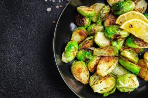 Brussels Sprouts Charred With Black Garlic